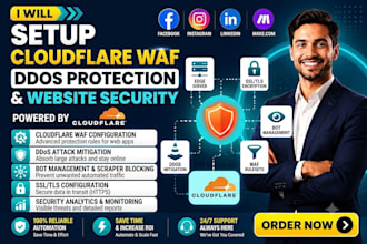 setup cloudflare waf ddos protection and website security
