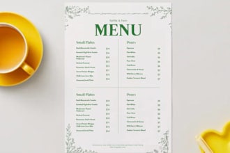 create a professional menu design for your restaurant