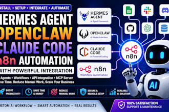 install, setup hermes agent openclaw claude code n8n automation with integration