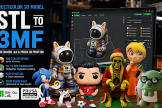 design multicolor 3d model toy stl to 3mf file for bambu lab prusa 3d printing