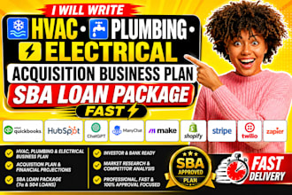 write hvac plumbing electrical acquisition business plan sba loan package fast