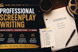 do screenplay moviescript feature film and tv series with cinematic storytelling