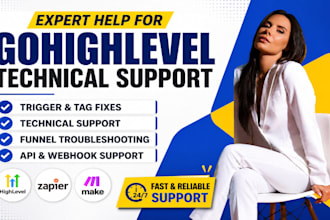 provide gohighlevel technical support troubleshooting workflow and CRM fixing