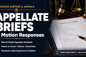 draft appellate brief litigation support court motion response, petitions appeal