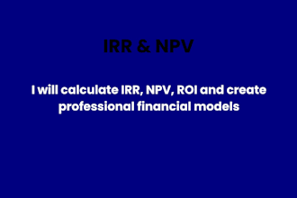 calculate irr, npv, ROI and create professional financial models