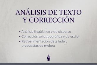 provide text analysis, proofreading and academic research in spanish