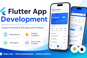 develop a custom flutter mobile app with firebase