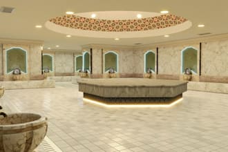 do cgi luxury spa, sauna, hammam, steam room, wellness center in 3d rendering