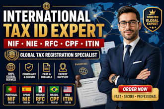 help you get nif nie rfc cpf itin international tax id registration