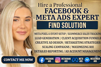 setup facebook ads campaign, meta ads, shopify ads, fb ads for leads and sales