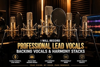 record professional lead vocals backing vocals and harmony stacks