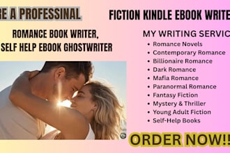 be romance book writer, self help ebook ghostwriter, fiction kindle ebook writer