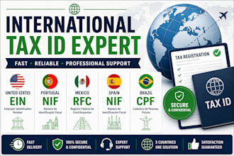 help you obtain US ein, portugal nif, mexico rfc, spain nif, and brazil cpf tax