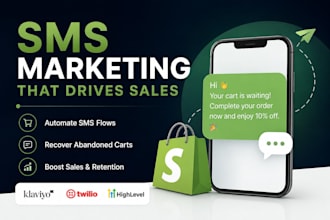 setup shopify SMS marketing, klaviyo, twilio, gohighlevel automation