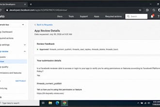 help you for approval facebook permissions, instagram, whatsapp and ads