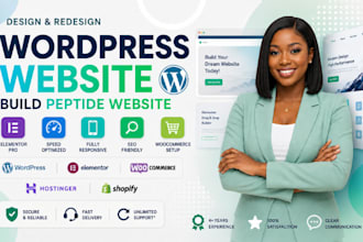 build wordpress website, peptide, clone, elementor, woocommerce, shopify expert