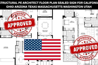 structural pe architect floor plan sealed sign for ca ohio az tx ma wa ut