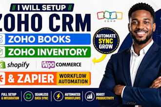 zoho crm zoho books zoho inventory shopify woocommerce zapier workflow automate