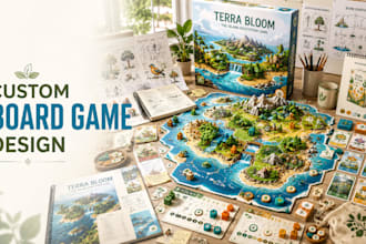 board game layout design card game mechanics, design board game art illustration