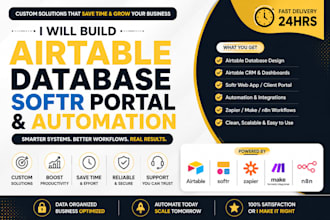 setup airtable database, airtable automation, softr client portal and automation