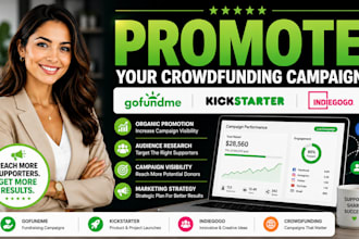 promote your gofundme kickstart or indiegogo crowdfunding campaign
