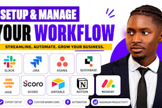 setup slack jira asana quickbase hive scoro airtable notion monday management