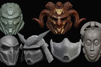 sculpt custom 3d mask, 3d helmet, cosplay mask, stl for 3d printing