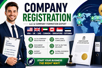 register UK USA uae estonia singapore canada company or llc formation