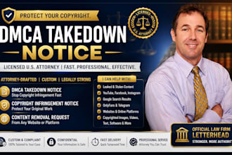 draft and send dmca takedown notice for copyright infringement