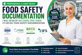 develop iso 22000, fssc 22000, ifs or brc food safety documentation