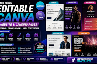 design editable canva website carrd landing page bio link portfolio event page