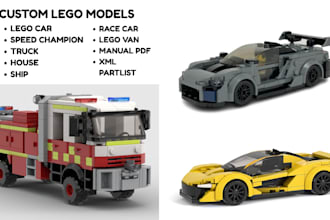 model digital lego moc design for bike, cars, toys, ship, houses with manuals