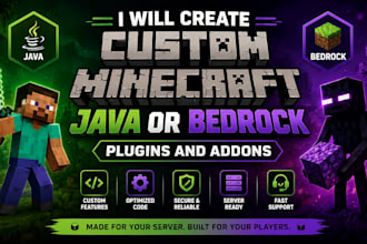 create custom minecraft java or bedrock plugins and addons