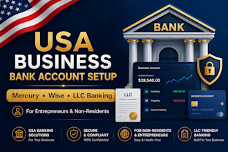 create USA business bank account with mercury wise and US banking setup