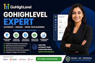 build gohighlevel website, automation, CRM workflows and sales funnels