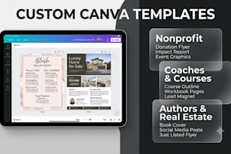 design canva template nonprofit coach course content real estate author salon