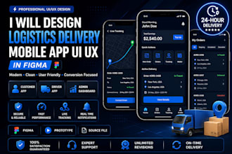 design a modern logistics delivery mobile app UI UX in figma