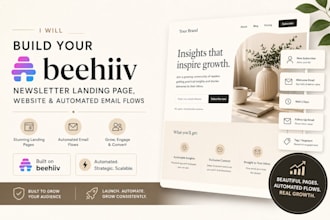 build your beehiiv newsletter landing page, website with automated email flows