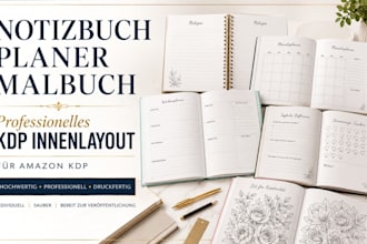 notizbuch planer oder malbuch für amazon KDP professionell formatieren