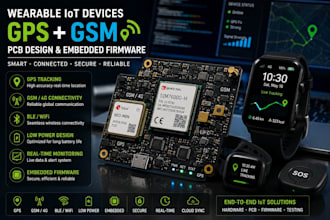 design wearable iot device with gps, GSM pcb and embedded firmware