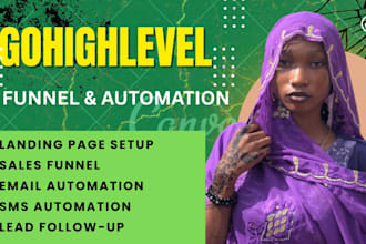build gohighlevel funnels and landing page and email SMS automation