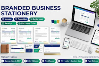 create branded invoice, quotation, letterhead and business stationery templates