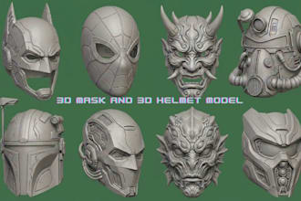 sculpt 3d cosplay mask, helmet and armor model, stl file for 3d printing
