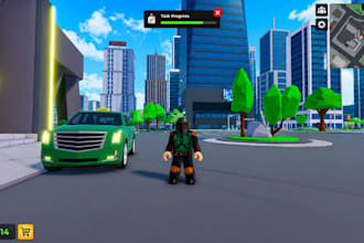 develop custom roblox game, roblox studio, luau scripting, UI, map in any styles