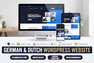 develop dutch german wordpress website using elementor builder with gdpr dsgvo
