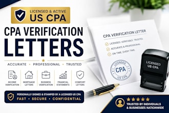sign US CPA letter, mortgage letter, comfort letter, income verification letter