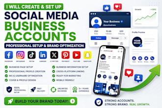setup social media business accounts  professionally