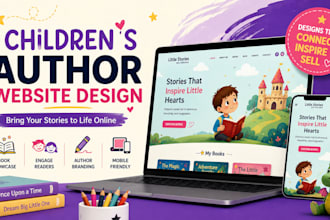 design magical children kids author website to showcase books and stories