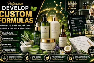 develop formulas for cosmetic formulation, skincare, hair care, organic product