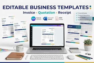 design editable invoice, quotation and receipt templates in canva, word and PDF